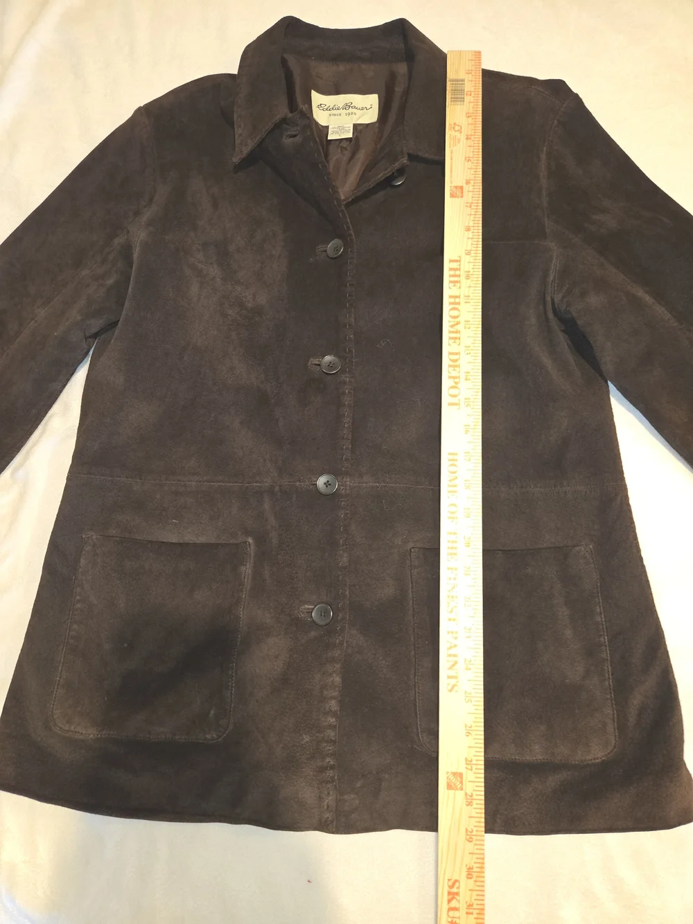 Vintage Eddie Bauer Women's Brown Suede Button-Front Coat